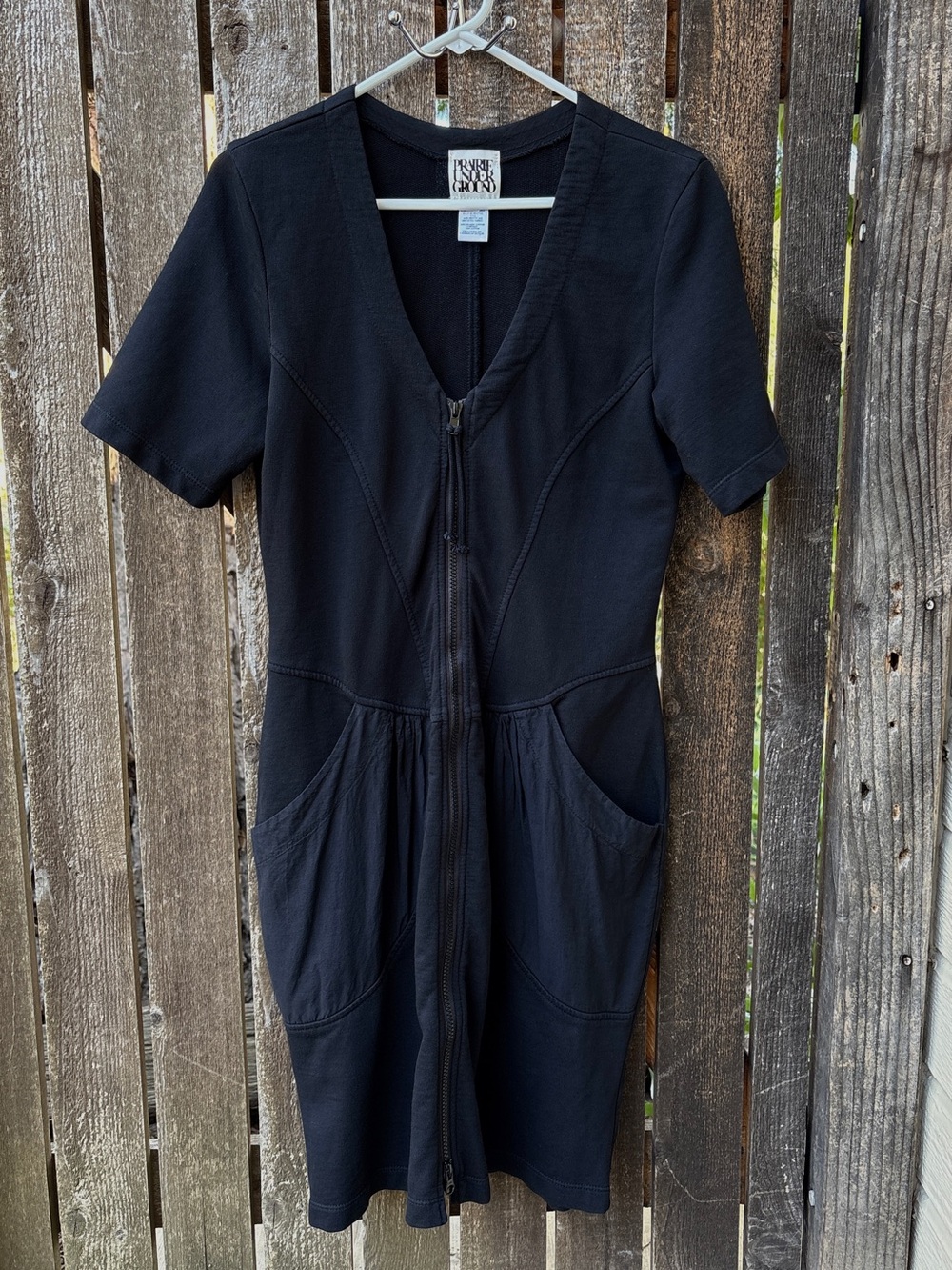 Prairie Underground Organic Cotton Zip Dress Tunic Cardigan Black Sz L - Picture 9 of 14
